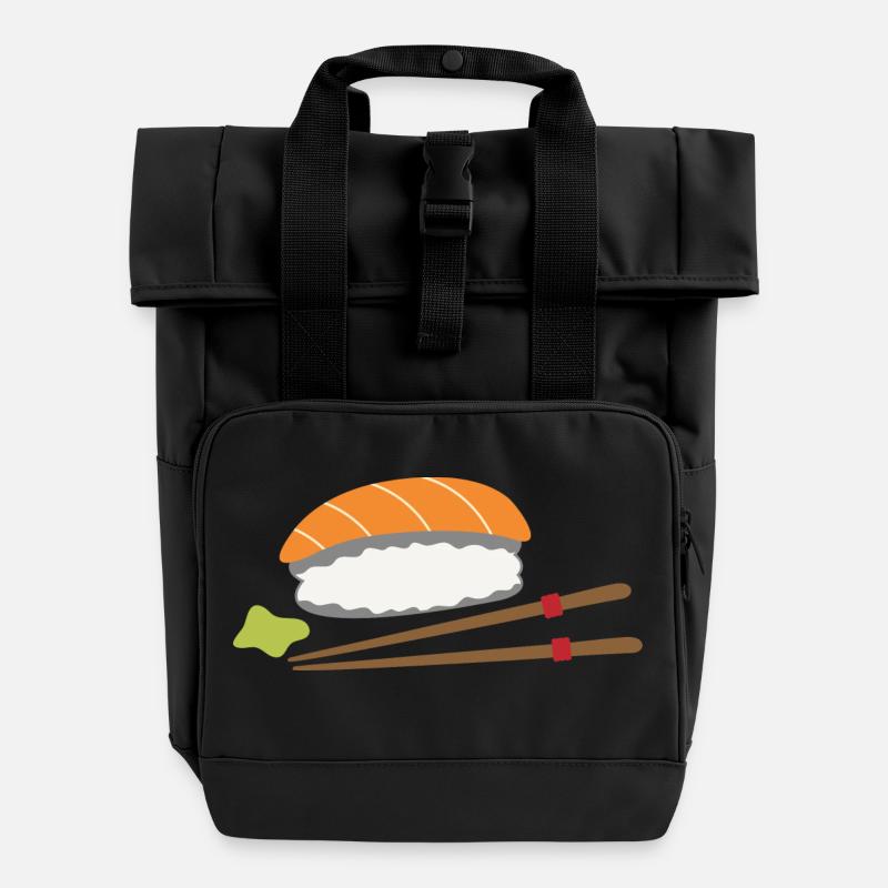 Sushi - Rolltop Rucksack mit zwei Griffen - Schwarz