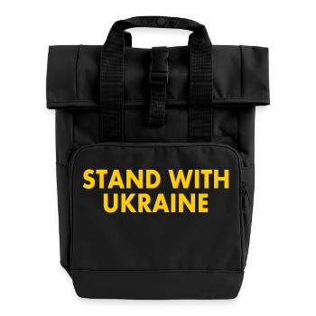 stand with ukraine - Roll Top Backpack with Two Handles - black - Front