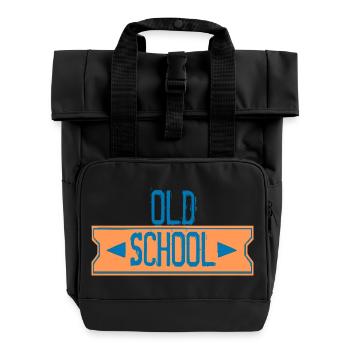 old school - Roll Top Backpack with Two Handles - black - Front