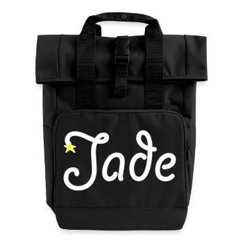 jade - Roll Top Backpack with Two Handles - black - Front