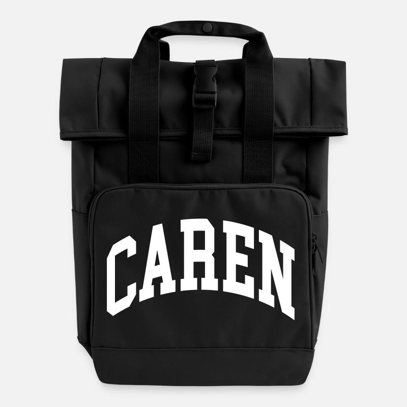 Caren - Roll Top Backpack with Two Handles - black