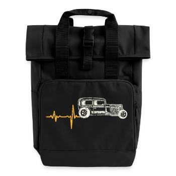 Geschenk Heartbeat Oldtimer - Rolltop Rucksack mit zwei Griffen - Schwarz - Vorne