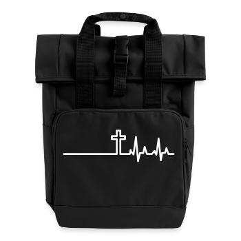 Herzfrequenz Geschenkidee - Rolltop Rucksack mit zwei Griffen - Schwarz - Vorne