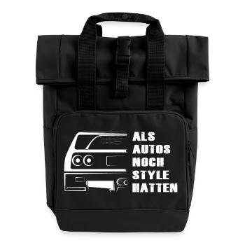 autos style f40 oldtimer Symbol sportscars Auto - Rolltop Rucksack mit zwei Griffen - Schwarz - Vorne