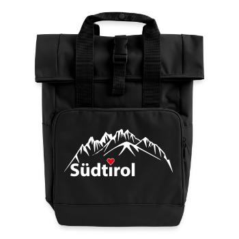 Die Dolomiten, Berge Südtirol  - Rolltop Rucksack mit zwei Griffen - Schwarz - Vorne