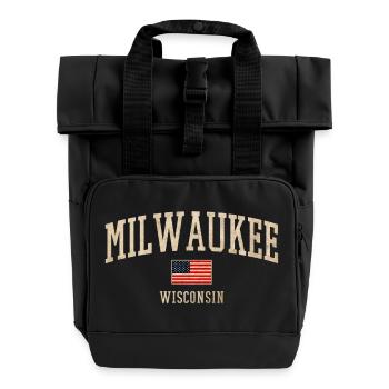 Milwaukee Wisconsin Vintage Banner - Rolltop Rucksack mit zwei Griffen - Schwarz - Vorne