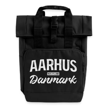 Aarhus Danmark Vintage Logo - Roll Top Backpack with Two Handles - black - Front