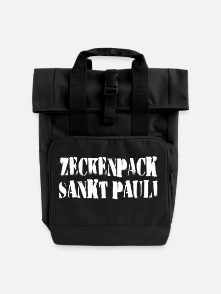 Zeckenpack St. Pauli - Rolltop Rucksack mit zwei Griffen - Schwarz