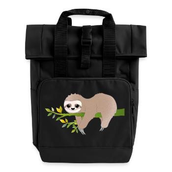 Paresseux détendu – motif de détente charmant - Sac à dos Roll Top à deux anses - noir - Devant