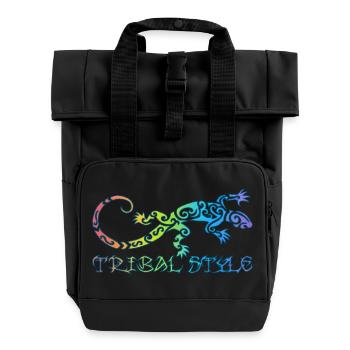 Polynesische Regenbogen-Eidechse - Rolltop Rucksack mit zwei Griffen - Schwarz - Vorne