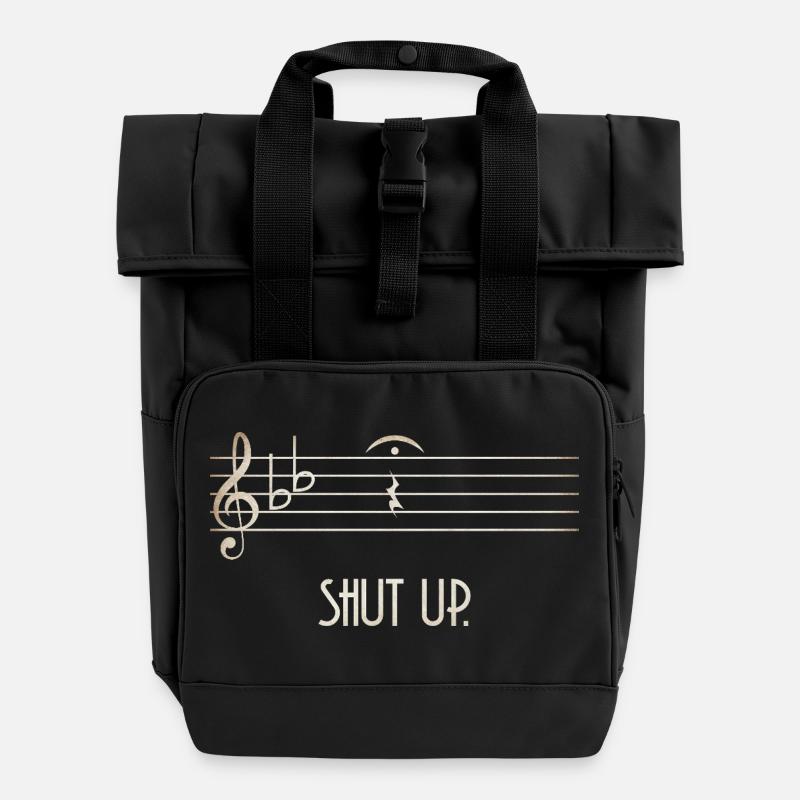 Silence through Notenauge shut up quotes - Roll Top Backpack with Two Handles - black
