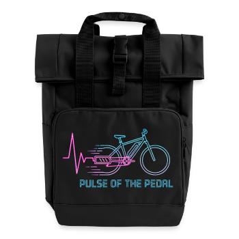 Neon Pulse Bicycle Graphic - Roll Top Backpack with Two Handles - black - Front