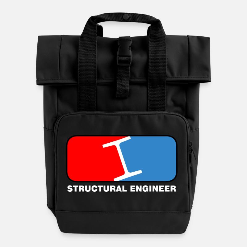 Structural Engineer League White Text - Sac à dos Roll Top à deux anses - noir