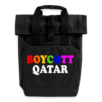 Boycott qatar - Roll Top Backpack with Two Handles - black - Front