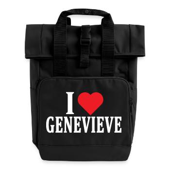 T-Shirt Ich liebe Genevieve T-Shirt Geschenkidee - Rolltop Rucksack mit zwei Griffen - Schwarz - Vorne