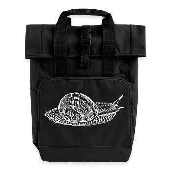 Snail, vineyard snail white - Roll Top Backpack with Two Handles - black - Front