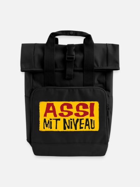Assi Mit Niveau - Rolltop Rucksack mit zwei Griffen - Schwarz