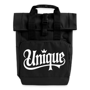 Unique Einzigartig Unikat Selbstwert Einzig Artig - Rolltop Rucksack mit zwei Griffen - Schwarz - Vorne