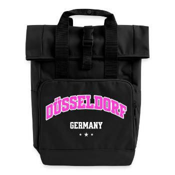 Düsseldorf City Flair Pink Arc - Roll Top Backpack with Two Handles - black - Front