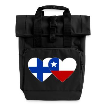 Finnland Chile Flagge Herz - Rolltop Rucksack mit zwei Griffen - Schwarz - Vorne