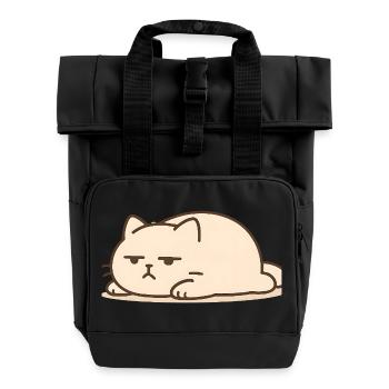 Schlafende Katze im Kawaii Stil - Rolltop Rucksack mit zwei Griffen - Schwarz - Vorne