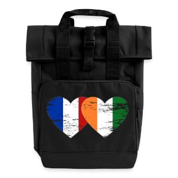 Drapeau de la France Côte d’Ivoire Cœur utilisé - Sac à dos Roll Top à deux anses - noir - Devant