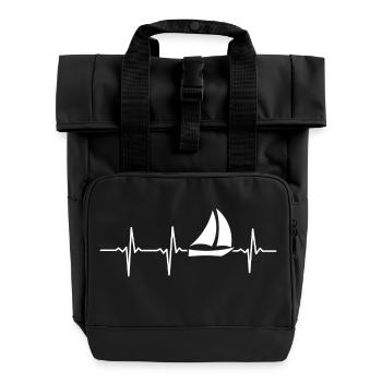 Mein Herz schlägt für BOOT FAHREN - Geschenk - Rolltop Rucksack mit zwei Griffen - Schwarz - Vorne