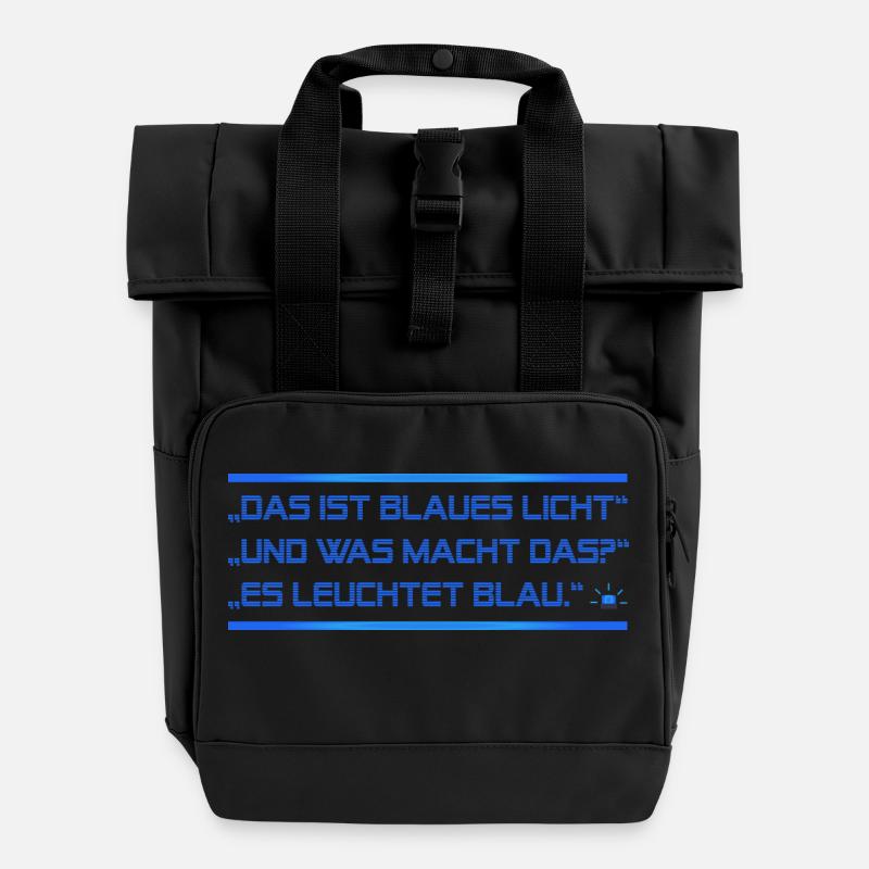 blaues Licht - Rolltop Rucksack mit zwei Griffen - Schwarz