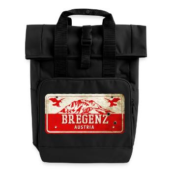Bregenz Österreich Vintage Schild - Rolltop Rucksack mit zwei Griffen - Schwarz - Vorne
