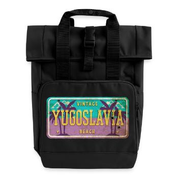 Yugoslavia vintage sign - Roll Top Backpack with Two Handles - black - Front