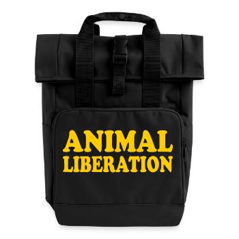 Animal liberation - Roll Top Backpack with Two Handles - black - Front