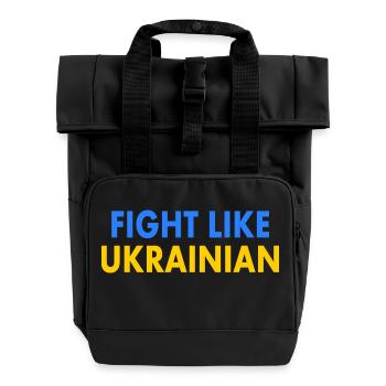 Fight like ukrainian - Rolltop Rucksack mit zwei Griffen - Schwarz - Vorne
