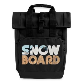 Snow and Board - Rolltop Rucksack mit zwei Griffen - Schwarz - Vorne