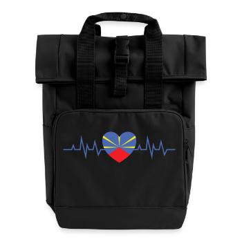 Flagge von La Réunion Souvenir Geschenkidee 974 - Rolltop Rucksack mit zwei Griffen - Schwarz - Vorne