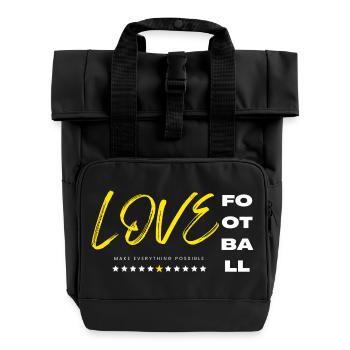 Love football yellow - Roll Top Backpack with Two Handles - black - Front