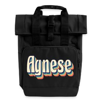 Agnes T-Shirt Retro Vintage T-Shirt Geschenkidee - Rolltop Rucksack mit zwei Griffen - Schwarz - Vorne