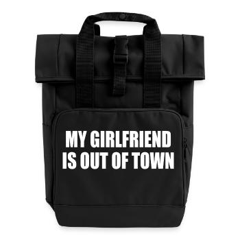 my boyfriend is out of town - Roll Top Backpack with Two Handles - black - Front