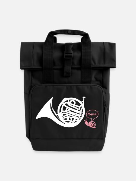 Waldhorn Hornist - Rolltop Rucksack mit zwei Griffen - Schwarz