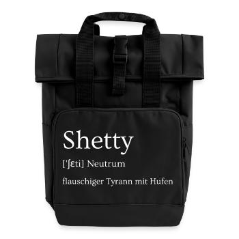 Shetty - flauschiger Tyrann mit Hufen - Rolltop Rucksack mit zwei Griffen - Schwarz - Vorne