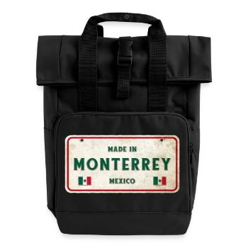 Monterrey Mexico vintage sign design - Roll Top Backpack with Two Handles - black - Front