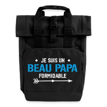Ich bin ein großartiger Stiefvater - Schwiegervater-Geschenk - Rolltop Rucksack mit zwei Griffen - Schwarz - Vorne