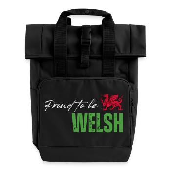 Stolzer Waliser, ich liebe Wales - Rolltop Rucksack mit zwei Griffen - Schwarz - Vorne