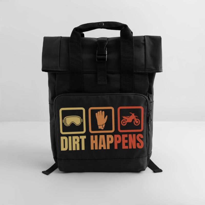 Man wird dreckig Rolltop Rucksack mit zwei Griffen