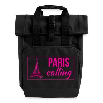 Paris Calling - Roll Top Backpack with Two Handles - black - Front