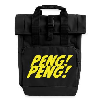Peng Peng Vintage Comic Style - Roll Top Backpack with Two Handles - black - Front
