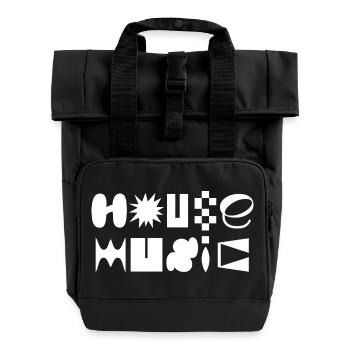 House-Musik-Typografie-Logo-Design T-Shirt - Rolltop Rucksack mit zwei Griffen - Schwarz - Vorne