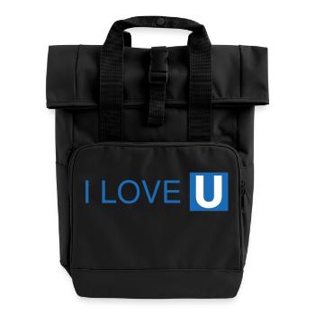 I Love U-Bahn Blau Geschenkidee - Rolltop Rucksack mit zwei Griffen - Schwarz - Vorne