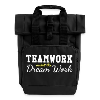 teamwork makes the dream work - Roll Top Backpack with Two Handles - black - Front