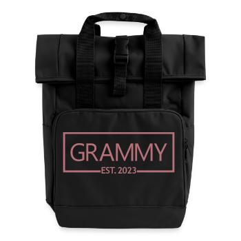 Grammy Est. 2023, Grandma To Be, Pregnancy Reveal - Roll Top Backpack with Two Handles - black - Front