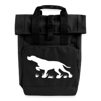 Pointer protruding (white) - Roll Top Backpack with Two Handles - black - Front